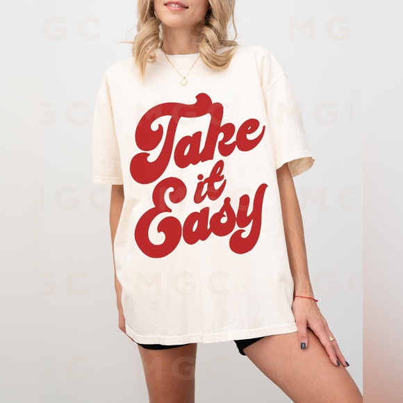 Comfort Colors Take It Easy Vinyl Retro Tee Shirt - Picture 2 of 10
